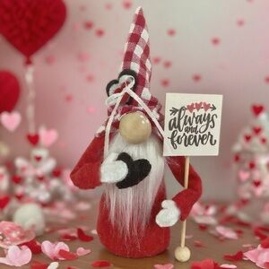 Valentines Day Gnome Red Plaid Buffalo Check Handmade Always Forever Sign